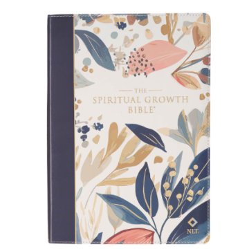Navy Leaf Faux Leather Spiritual Growth Bible