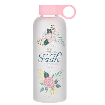 Szklana butelka - Walk by Faith Peach Floral