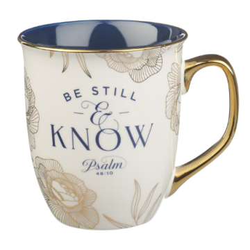 Kubek ceramiczny - Be Still and Know Blue
