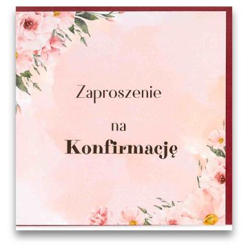 Karnet - Zaproszenie konfirmacja - róż kwiaty róż