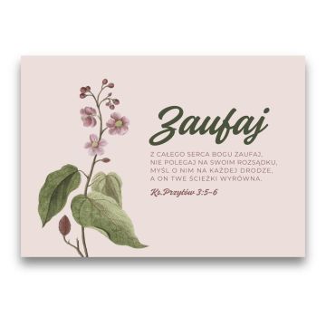 Karnet - Zaufaj -  z całego serca Bogu  - Kwiatki