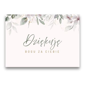 Karnet - Dziękuję Bogu za Ciebie - plamki + liście