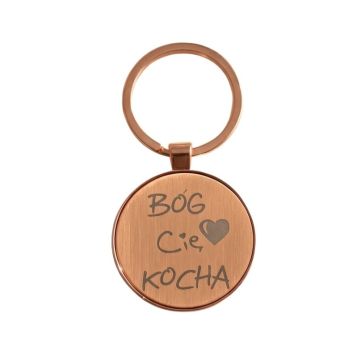 Brelok miedziany okrągły - Bóg cię kocha