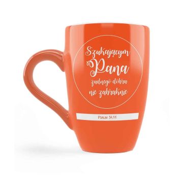 Kubek ceramiczny - Szukającym Pana - pomarańczowy