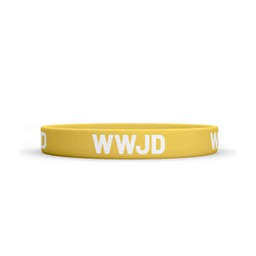 Opaska silikonowa - WWJD - żółta
