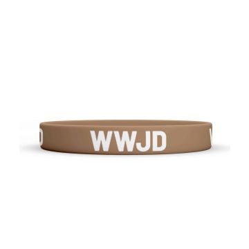 Opaska silikonowa - WWJD - brązowa