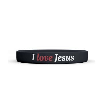Opaska silikonowa - I love Jesus - czarna