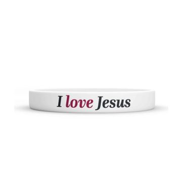 Opaska silikonowa - I love Jesus - biała