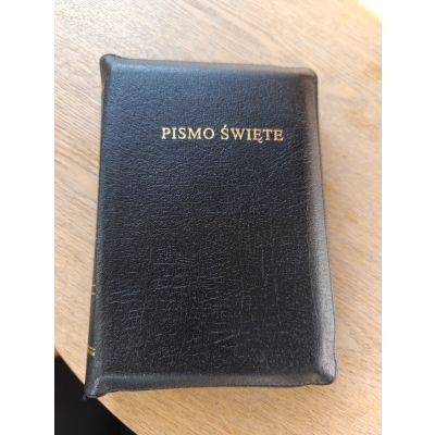 OUTLET - Biblia Warszawska mała czarna skóra